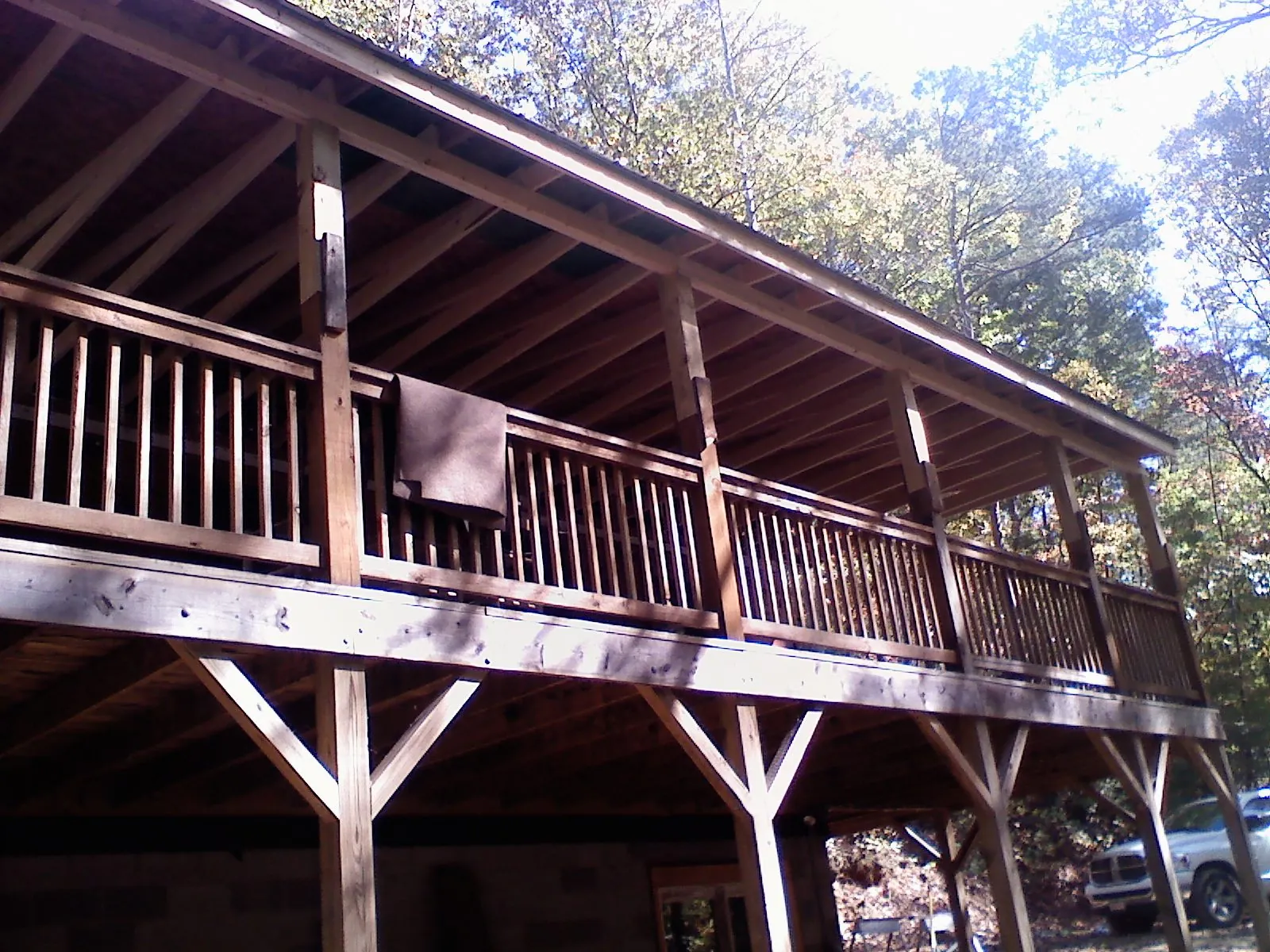 Timber framing under a new elevated porch and deck — Roof Leak Repair in Mason by Roofing Brothers